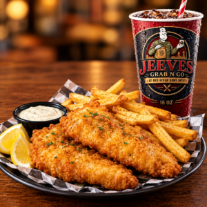 2 Pieces of Golden Fish with side of Fries and a Drink